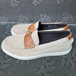 Cole Haan Mens Casual Loafers Size 9M Suede & Leather Slip-On Beige & Brown